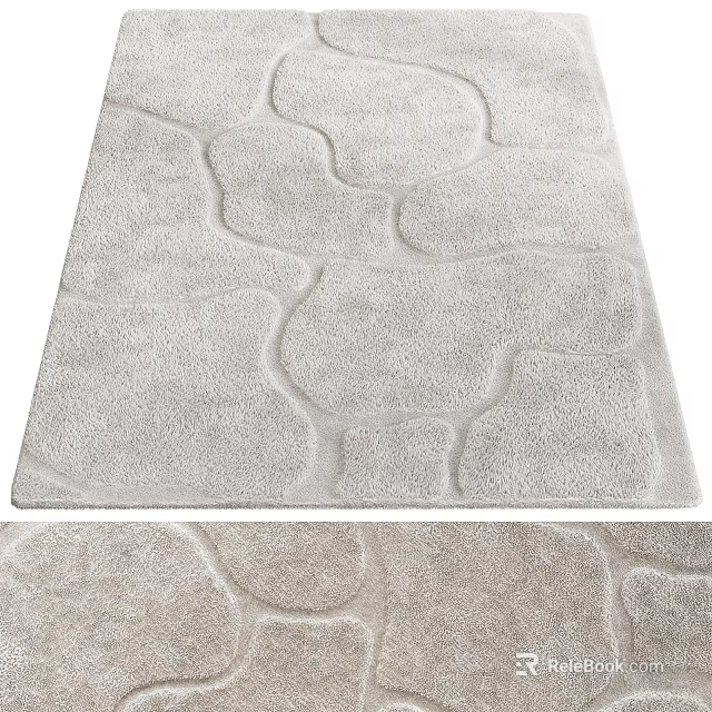 Soft Plush Square Rug With Stone Pattern For Living Room Decor 3d model
