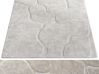 Soft Plush Square Rug With Stone Pattern For Living Room Decor 3d model