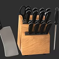 Essential Kitchen Tools Wooden Knife Block With Multiple Knives Cleaver And Sharpening Steel