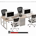 Modern Office Desk Workstation With Ergonomic Mesh Chairs Multiple Computer Monitors Keyboard And Mouse 3d model