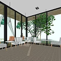 Modern Milk Tea Shop Exterior With Glass Windows Wooden Ceiling And Outdoor Seating