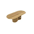 Natural Wooden Dining Table With Slatted Base And Open Storage Shelves