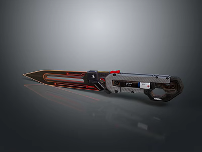 Advanced Futuristic Sci Fi Dagger Weapon With Red Accent Lines And Metallic Mechanical Design 3d model