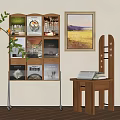 Mobile Wooden Bookshelf With Multiple Compartments Holding Magazines And Side Table Near Wall Art