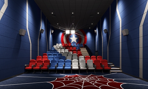 Modern Cinema Marvel Theme Hall 3d model