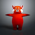 Red Panda Game Movie Character With Open Arms Standing Pose White Facial Features Red Body