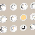Various Modern Downlights And Spotlights In Different Designs For Ceiling Installation 3d model