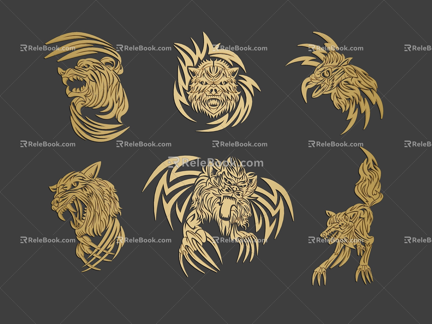 Animal Pattern Black Ancient Dragon Canglong Rune Figure Tattoo Totem Tattoo Material Graphic Icon Seal 3d model