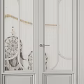 Black And Light Colored Interior Doors With Glass Arched Frame And Silver Handle