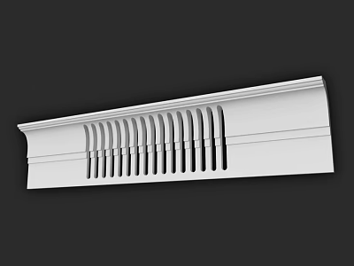 Elegant White Ornamental Architectural Component With Vertical Grooves For Interior Design 3d model