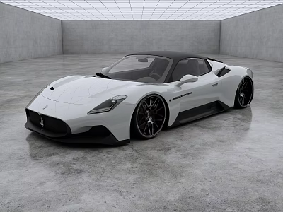 White Convertible Sports Car With Black Roof Sleek Design And Black Wheels 3d model