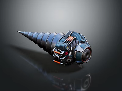 Industrial Spiral Hardware Tool With Black Orange Gear Motor And Mechanical Design 3d model