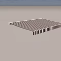 Brown And White Striped Outdoor Awning With Sunshade Feature For Patio And Windows Use