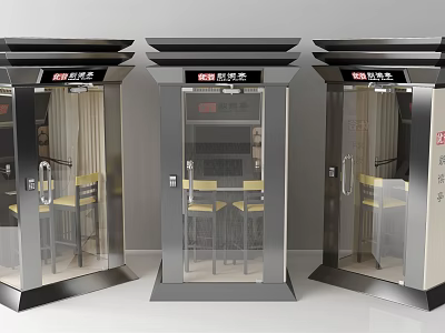Modern Commercial Soundproof Office Booths With Stainless Steel Frame Glass Doors And Interior Desk Chair 3d model
