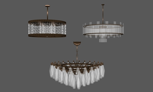 Metal iron chandelier 3d model