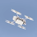 White Quadcopter Drone Flying in Clear Blue Sky with Four Propellers 3d model