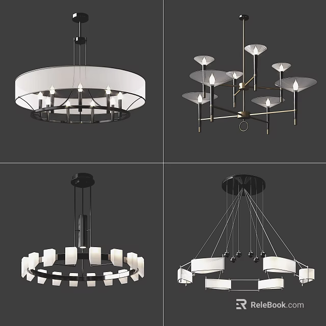 Stylish Modern Chandeliers Featuring Circular And Multi Arm Designs For Home Interiors 3d model 