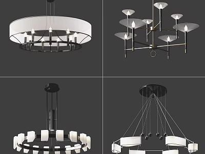 Stylish Modern Chandeliers Featuring Circular And Multi Arm Designs For Home Interiors 3d model
