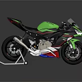 Green Sporty Motorcycle With Sleek Design Black Accents Red White Details And Chrome Exhaust