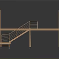 Modern Steel Frame Staircase Design With Support Columns And Platform Structure 3d model
