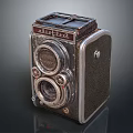 Vintage Twin Lens Camera with Retro Design Metal Leather Material and Circular Lenses