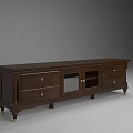 Traditional Dark Wooden TV Stand with Drawers and Glass Doors Classic Design for Living Room