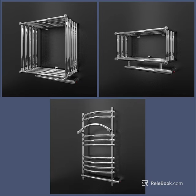 Modern Bathroom Accessories Metal Towel Rack And Storage Shelf With Sleek Design 3d model 