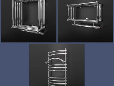 Modern Bathroom Accessories Metal Towel Rack And Storage Shelf With Sleek Design 3d model