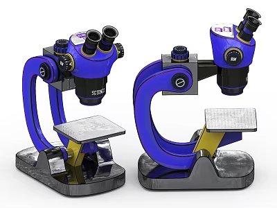 Professional Blue Binocular Medical Microscopes With Adjustable Stand And Base 3d model