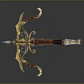 Ornate Crossbow With Golden Decorations Blue Gemstones And Intricate Design