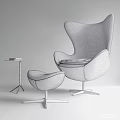 Modern Leisure Chair With Ottoman And Side Table In Minimalist Home Decor Design