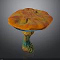 Vibrant Multicolored Plant Featuring Mushroom Shaped Cap and Colorful Stalk in Orange Yellow Green Tones