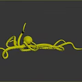 Colorful Octopus 3D Model With Stretched Purple And Blue Tentacles On Dark Background