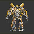 Detailed Yellow Mechanical Robot Character With Armored Body Limb And Joint Design