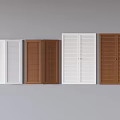 Assorted Window Blinds In White And Brown Wooden Slat Designs 3d model