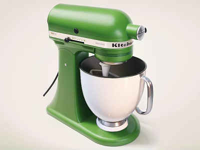Green KitchenAid Stand Mixer With White Mixing Bowl For Baking Tasks 3d model