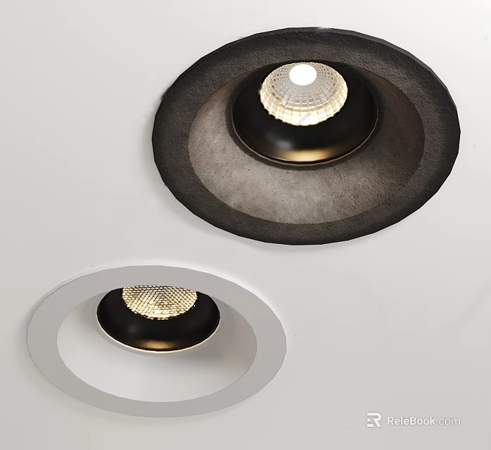 Modern Anti Glare Recessed Downlight Spotlights With Black And White Trim 3d model 