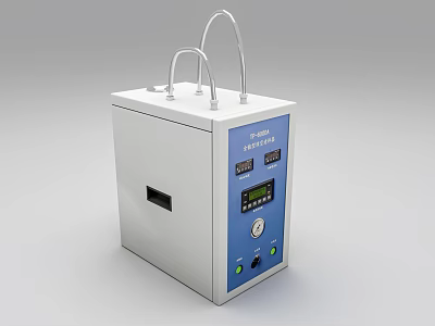 Industrial Equipment With White Body Blue Control Panel Digital Display And Top Metal Tubes 3d model