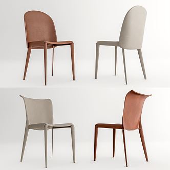 Modern Dining Chair Leather Single Chair Dining Chair 3d model