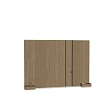 Wooden Bedroom Accent Wall with Perforated Panels Central Cabinet and Side Decor Pieces