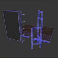 Display Structure Components With Metal Frames Wooden Panels And Transparent Brackets