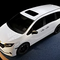 White Modern Minivan Exterior Design With Black Wheels On Display Platform 3d model
