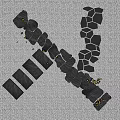 Black Stepping Stones Garden Path Design With Gray Ground And Small Pebbles 3d model