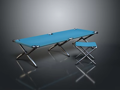 Practical Blue Folding Table And Chair Set For Indoor Outdoor Activities 3d model