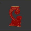 Golden Decorative Sculpture Carving with Spiral Patterns and Intricate Base Design