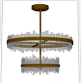 Modern Double Layer Chandelier With Metal Frame And Crystal Strips Design 3d model