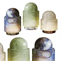 Modern Table Lamps With Marble Like Texture Round Dome And Metallic Base 3d model