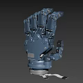 Robotic Mechanical Hand With Blue Metal Structure Multiple Joints And Connecting Wires 3d model
