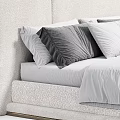 Modern Upholstered Double Bed With White Sheets Gray Pillows And Soft Blanket Design