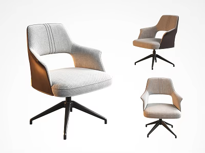 Modern Stylish Office Chairs With Light Gray Upholstery Armrests And Black Star Base 3d model